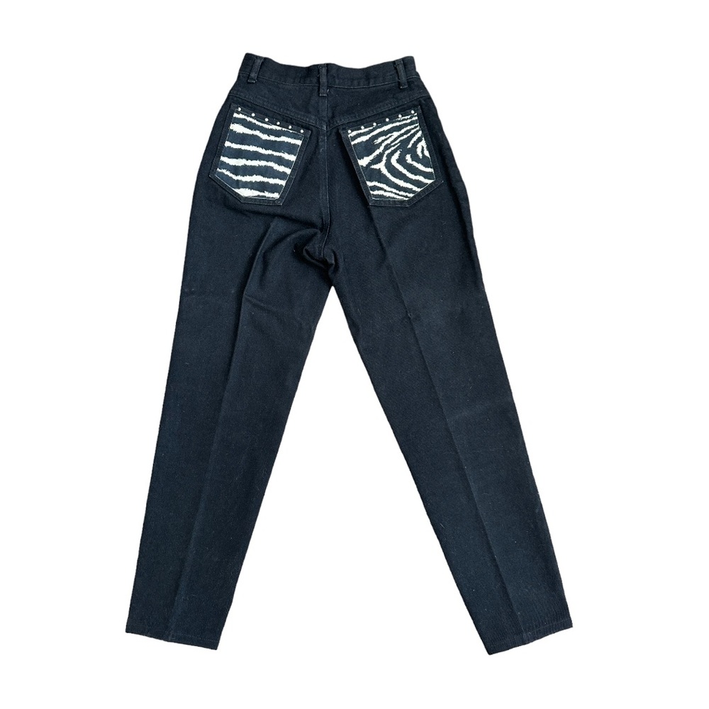 Lillie Rubin Black Jean Jacket and Pants Set with White Zebra Accents - Picture 9 of 13